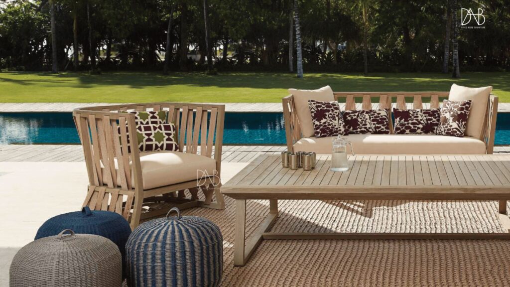 outdoor furniture beside the pool